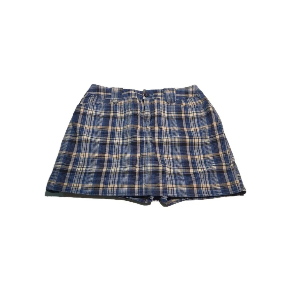 St  Johns Bay Plaid Skort Size 12 Cotton Stretch Preppy Academic Short skirt